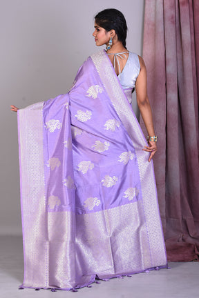 Mauve Art Silk Saree with Silver Zari - Keya Seth Exclusive