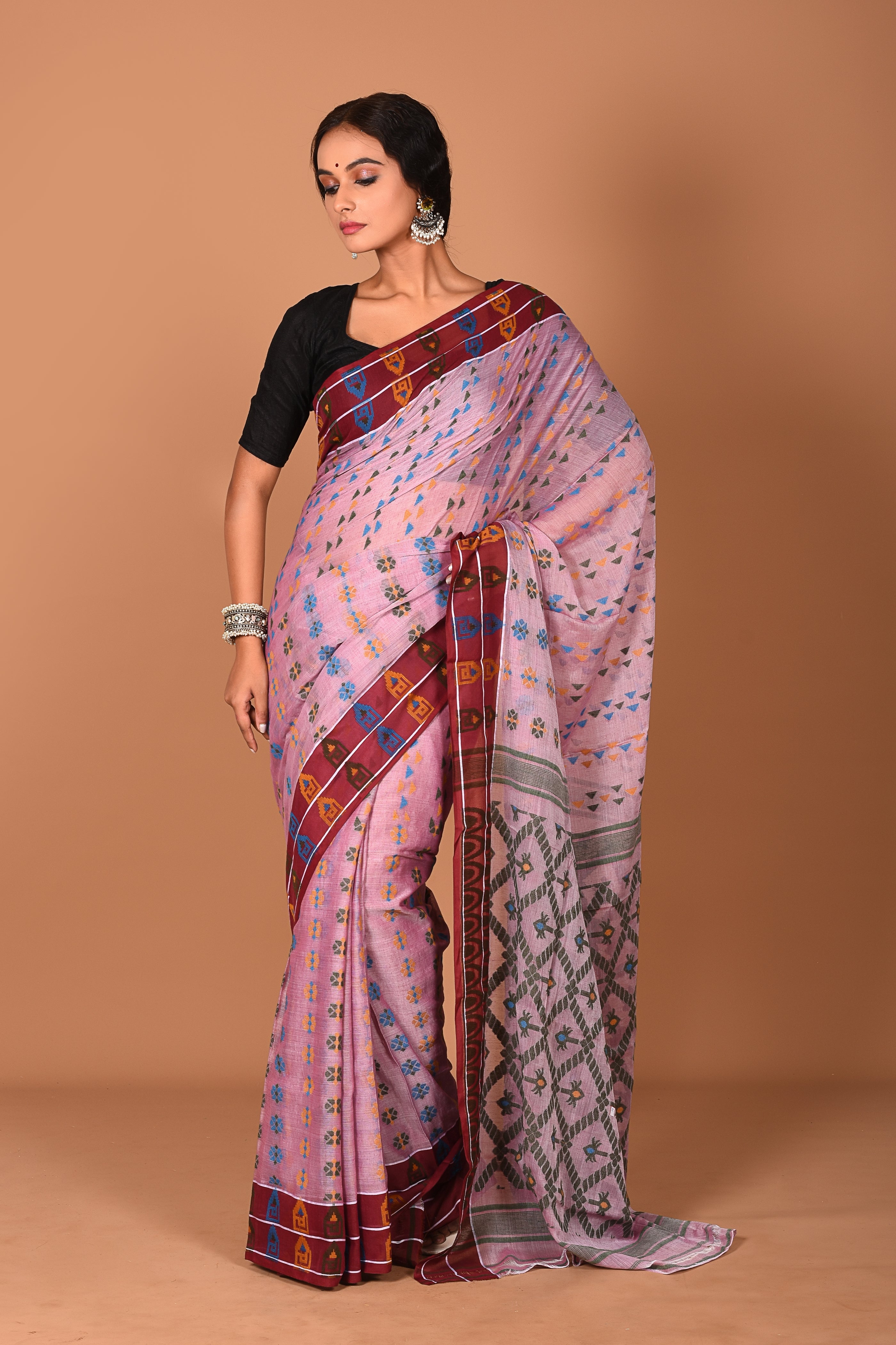 Mauve Jamdani Saree - Keya Seth Exclusive