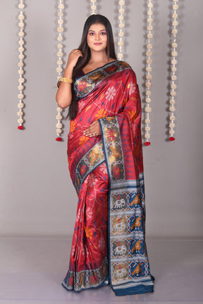 Maroon Blended Ikkat Silk Saree - Keya Seth Exclusive