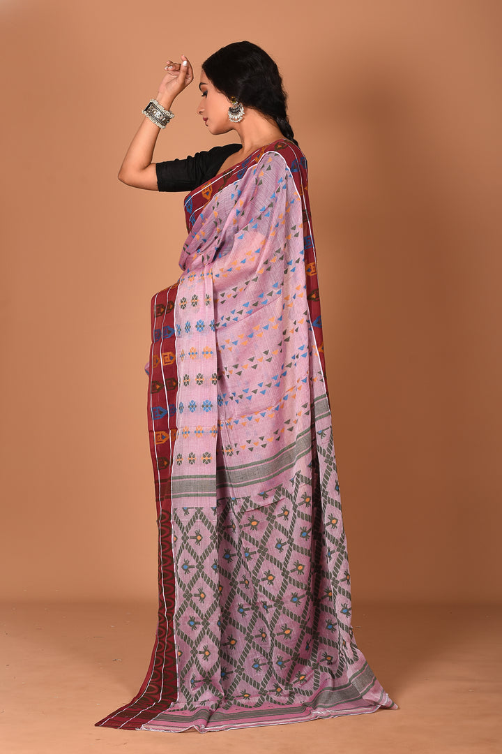 Mauve Jamdani Saree - Keya Seth Exclusive