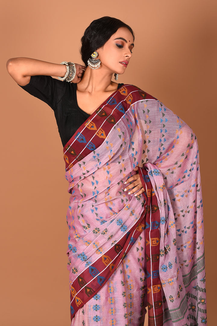 Mauve Jamdani Saree - Keya Seth Exclusive