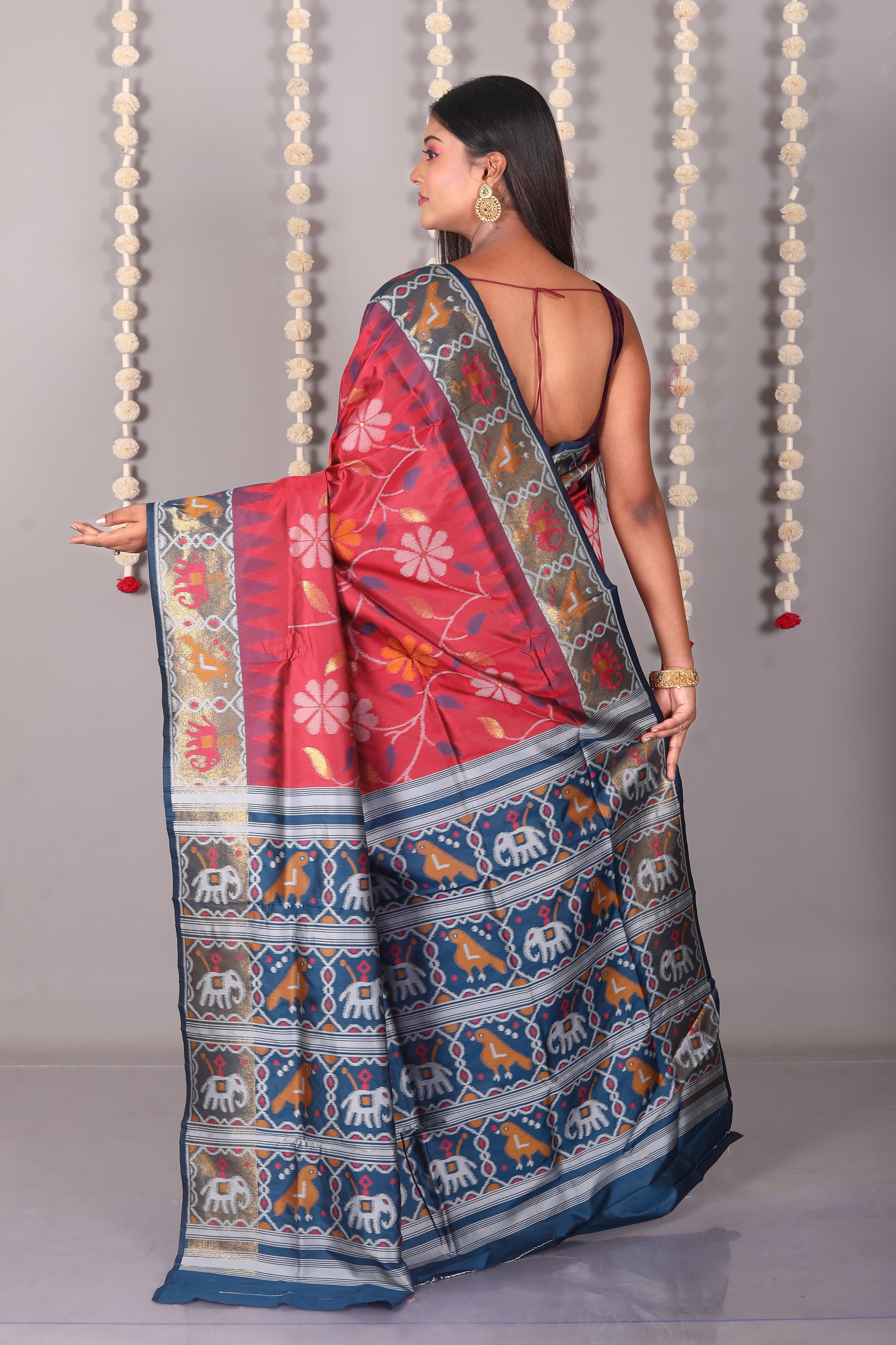 Maroon Blended Ikkat Silk Saree - Keya Seth Exclusive