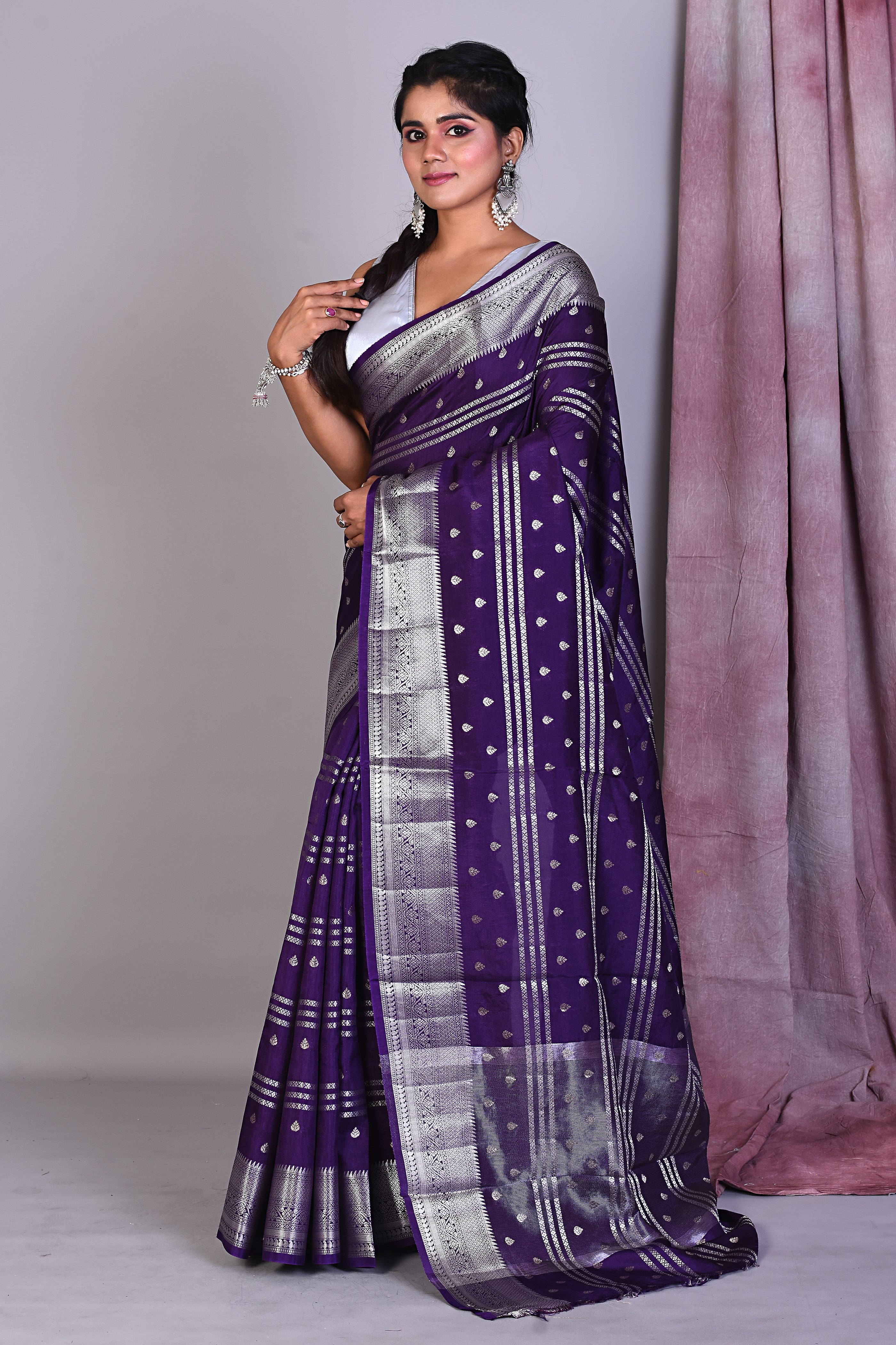 Deep Purple Art Silk Saree with Zari Work - Keya Seth Exclusive