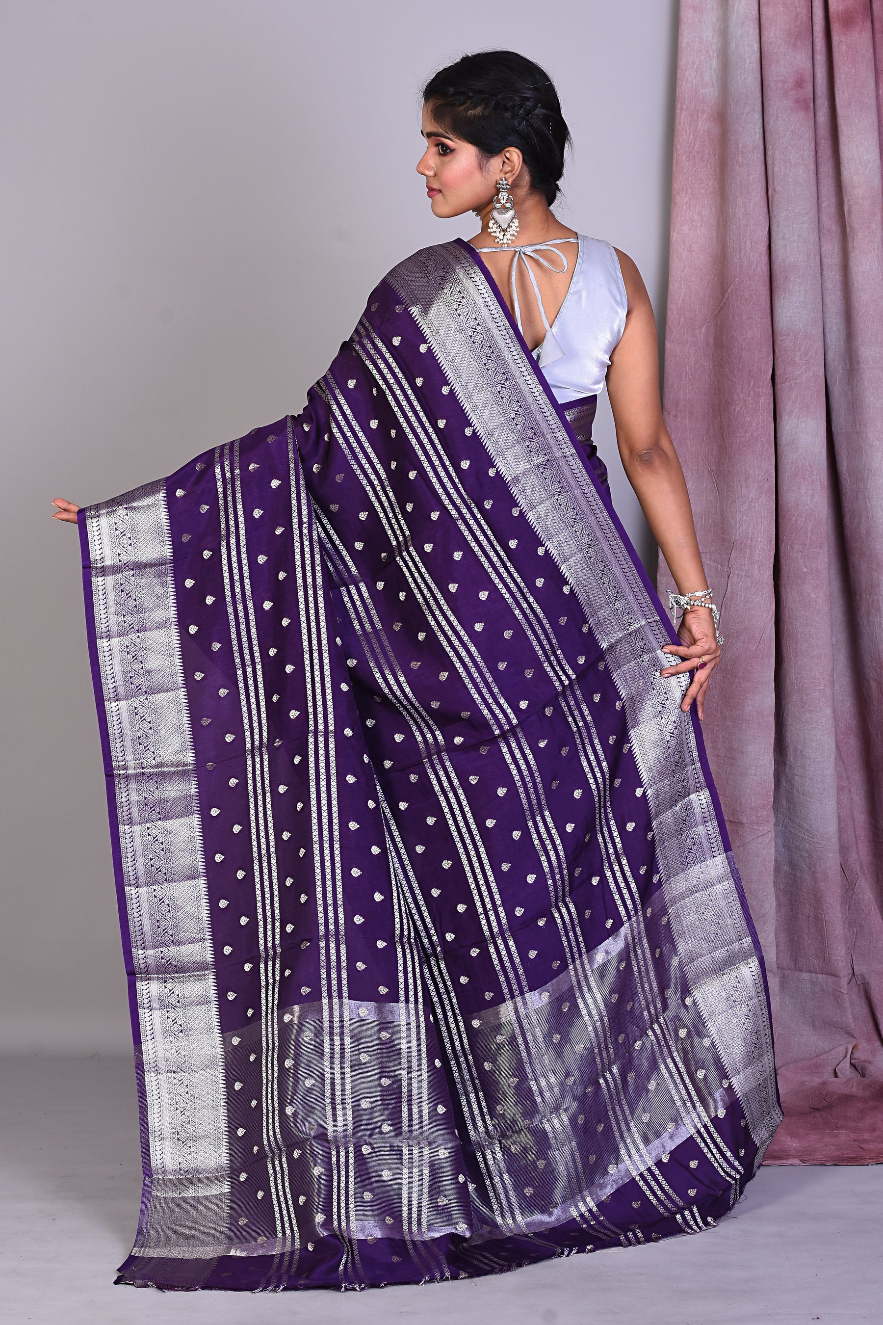 Deep Purple Art Silk Saree with Zari Work - Keya Seth Exclusive