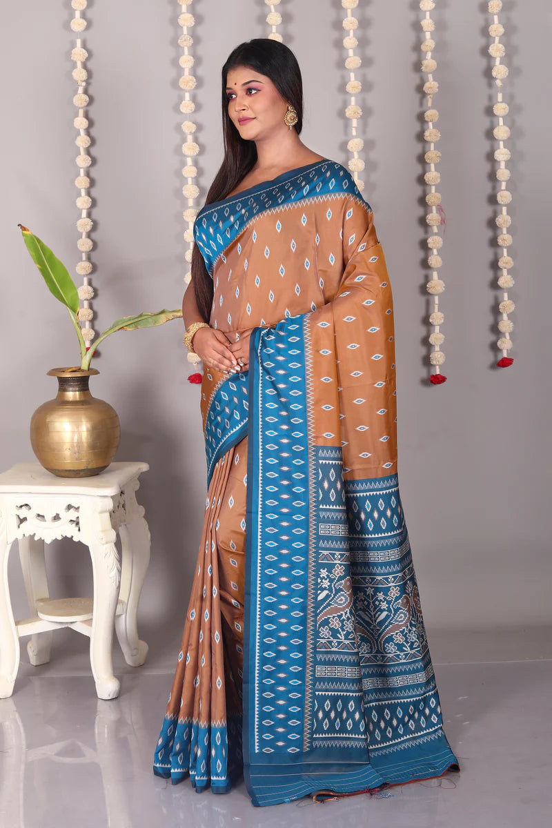Brown Blended Ikkat Silk Saree - Keya Seth Exclusive