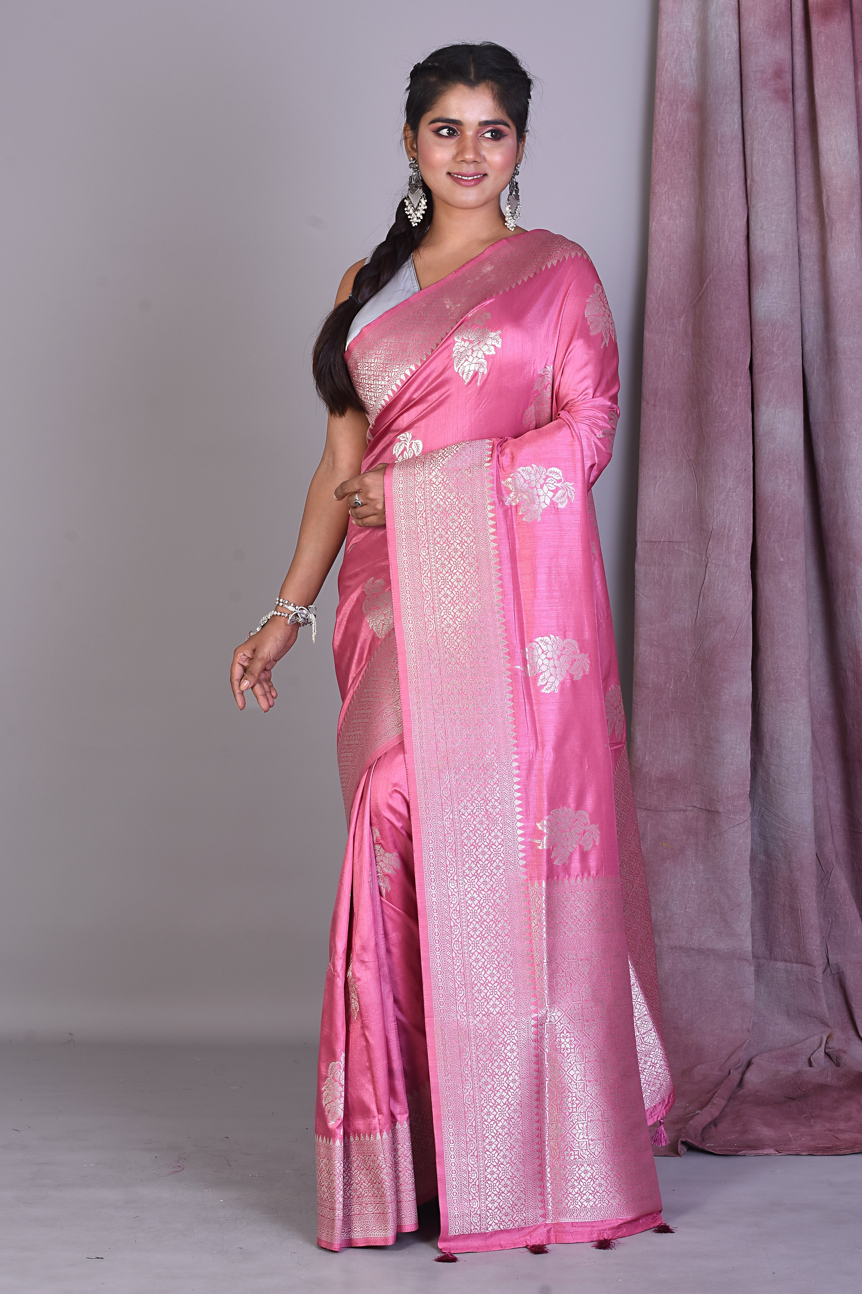 Pink Art Silk Saree with Zari Work - Keya Seth Exclusive