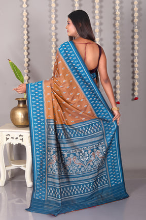 Brown Blended Ikkat Silk Saree - Keya Seth Exclusive