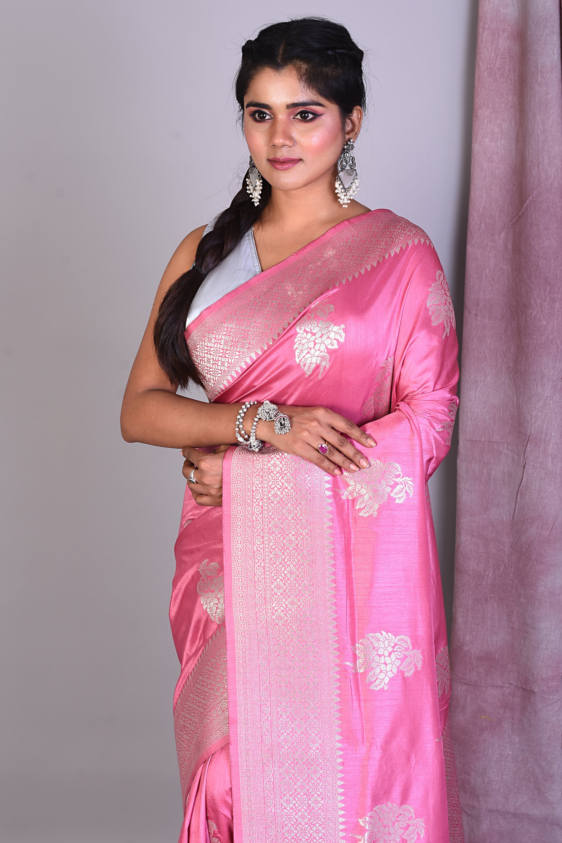 Pink Art Silk Saree with Zari Work - Keya Seth Exclusive