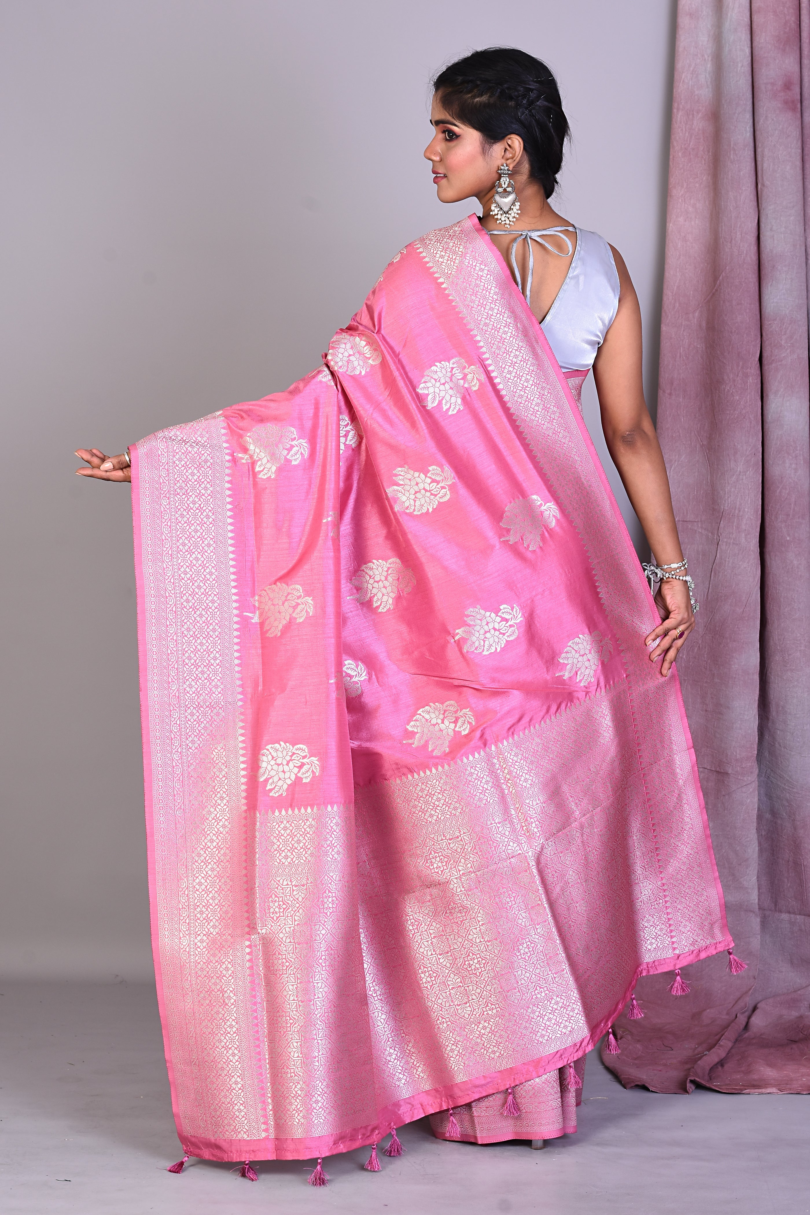 Pink Art Silk Saree with Zari Work - Keya Seth Exclusive