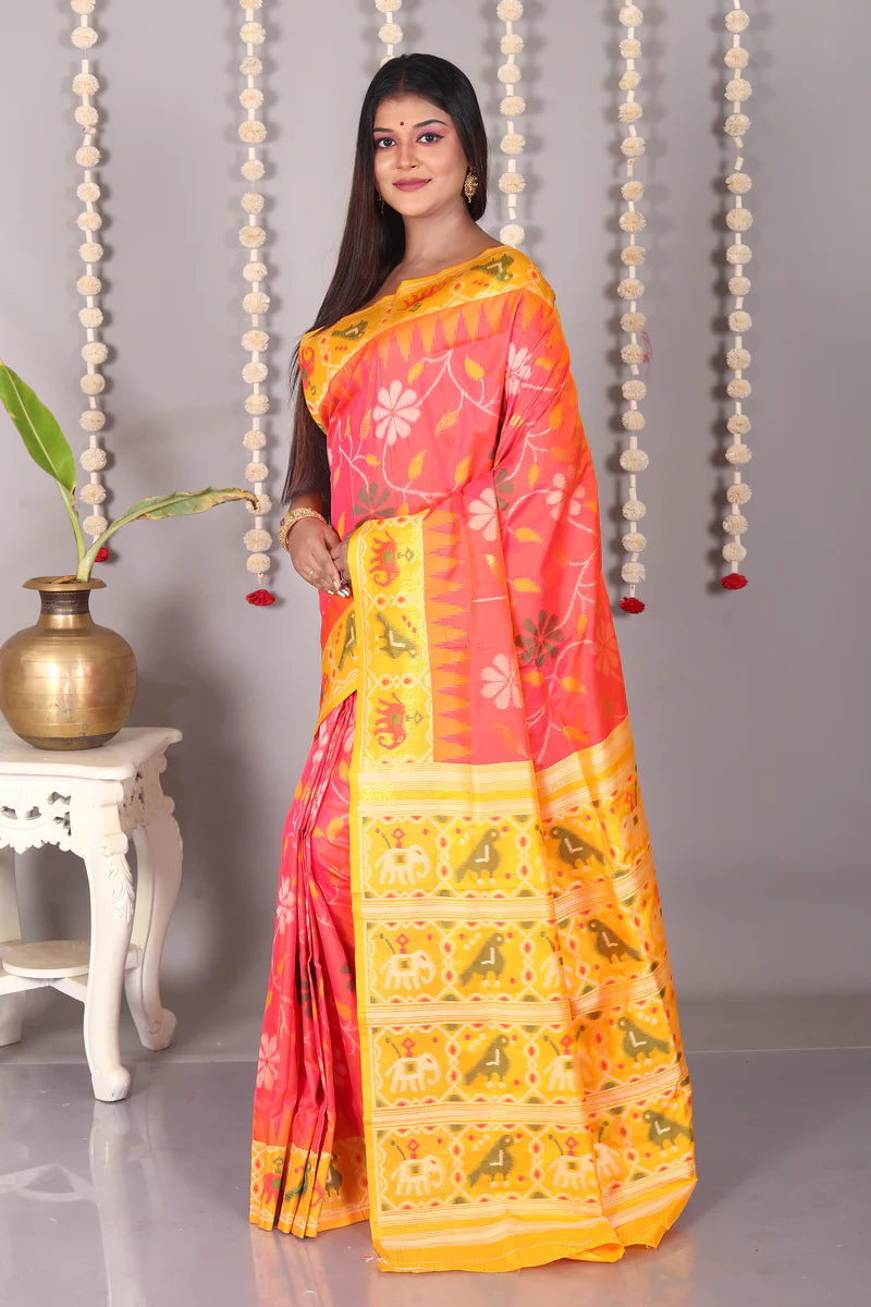 Orange Blended Ikkat Saree - Keya Seth Exclusive