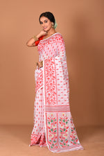 Load image into Gallery viewer, White and Red Jamdami Saree - Keya Seth Exclusive
