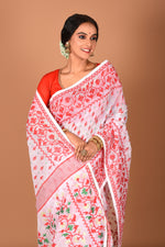 Load image into Gallery viewer, White and Red Jamdami Saree - Keya Seth Exclusive
