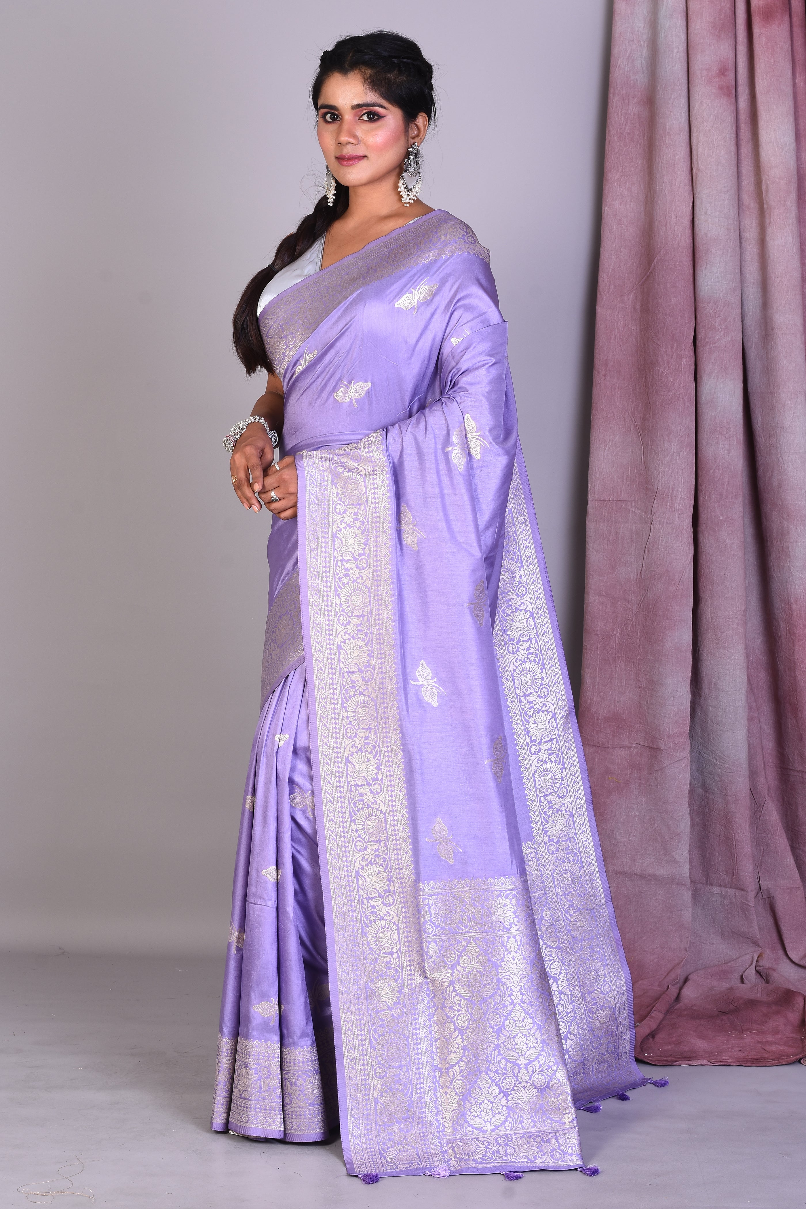 Lilac Art Silk Saree with Zari Work - Keya Seth Exclusive