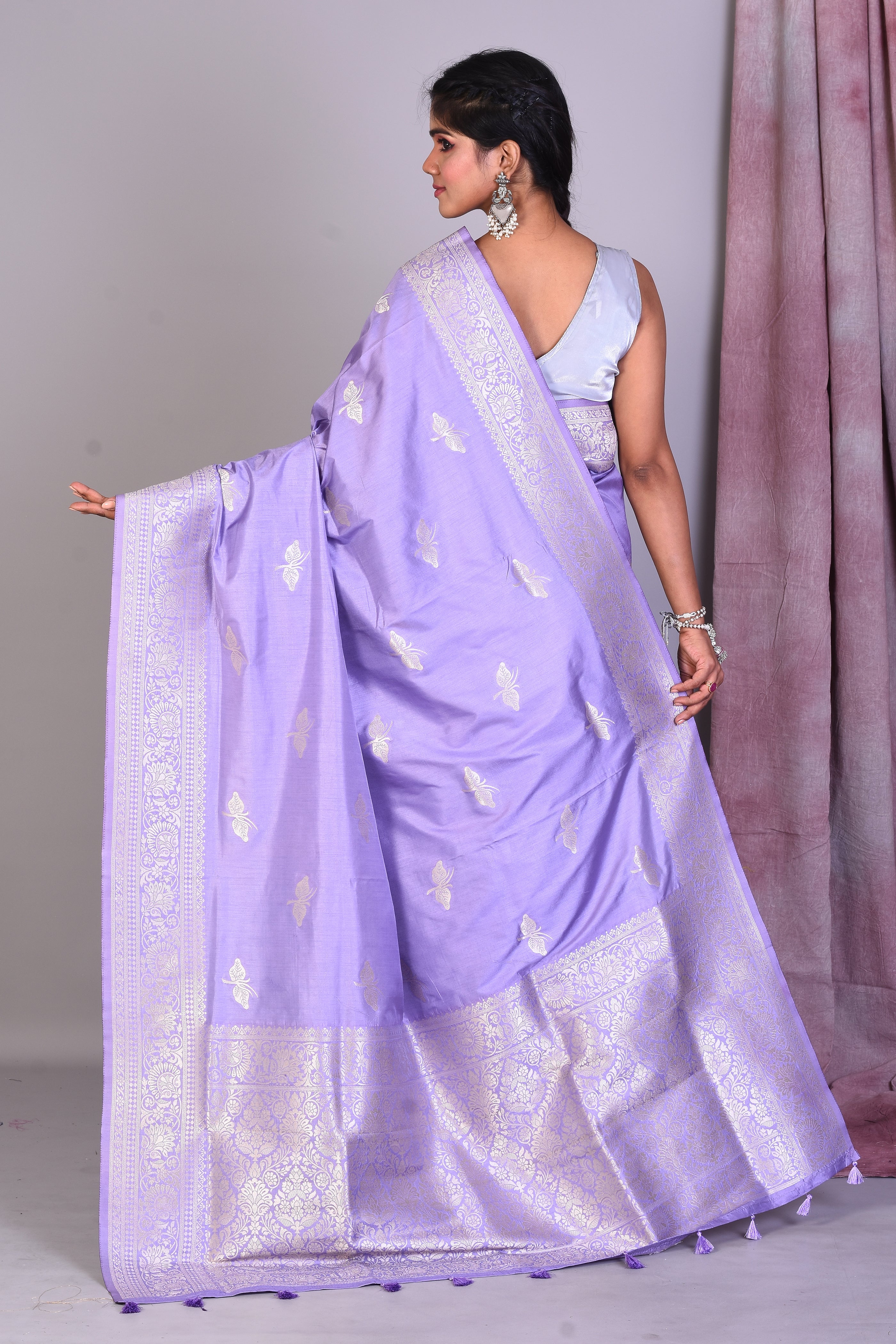 Lilac Art Silk Saree with Zari Work - Keya Seth Exclusive