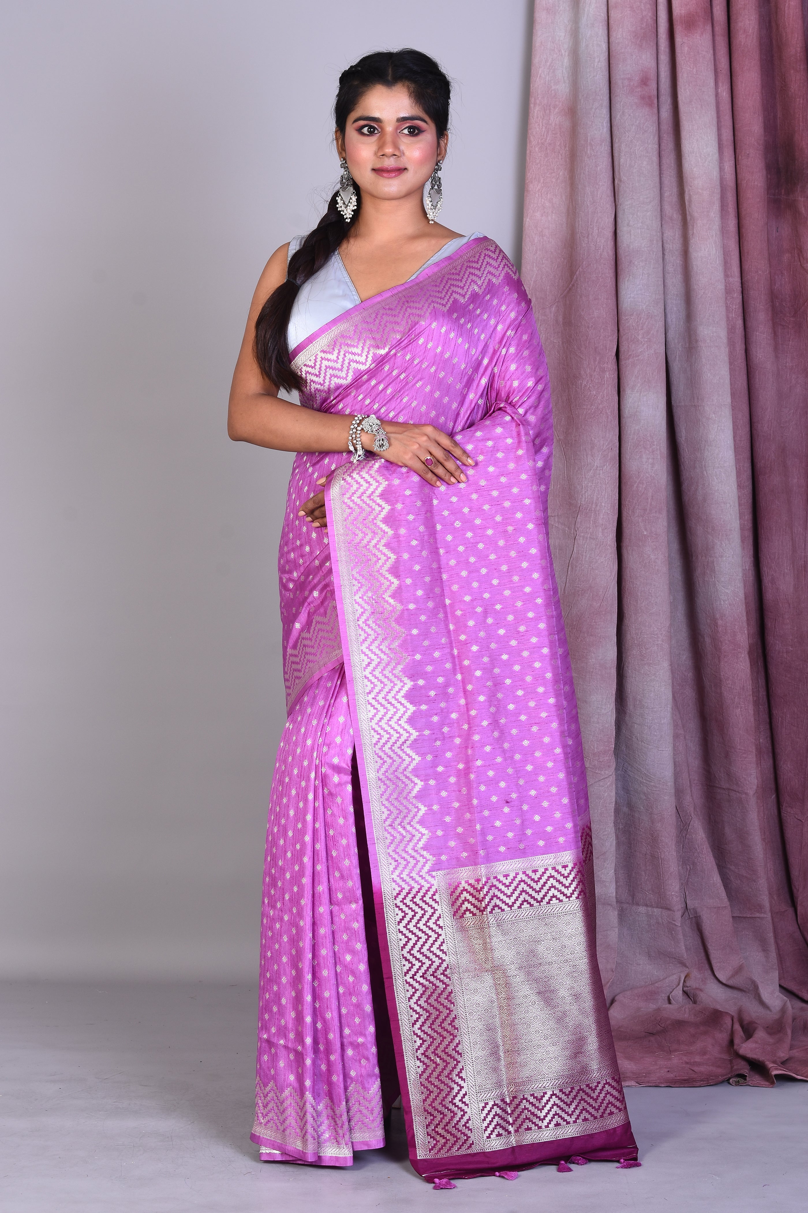 Lavender Art Silk Saree with Zari Work - Keya Seth Exclusive