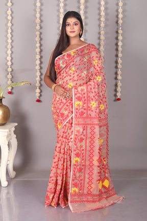 Light Brown Cotton Jamdani Saree - Keya Seth Exclusive