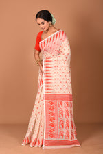 Load image into Gallery viewer, Offwhite and Red Jamdani Saree - Keya Seth Exclusive
