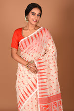 Load image into Gallery viewer, Offwhite and Red Jamdani Saree - Keya Seth Exclusive
