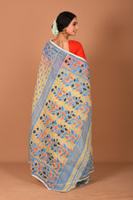 Load image into Gallery viewer, Offwhite and Blue Jamdani Saree - Keya Seth Exclusive
