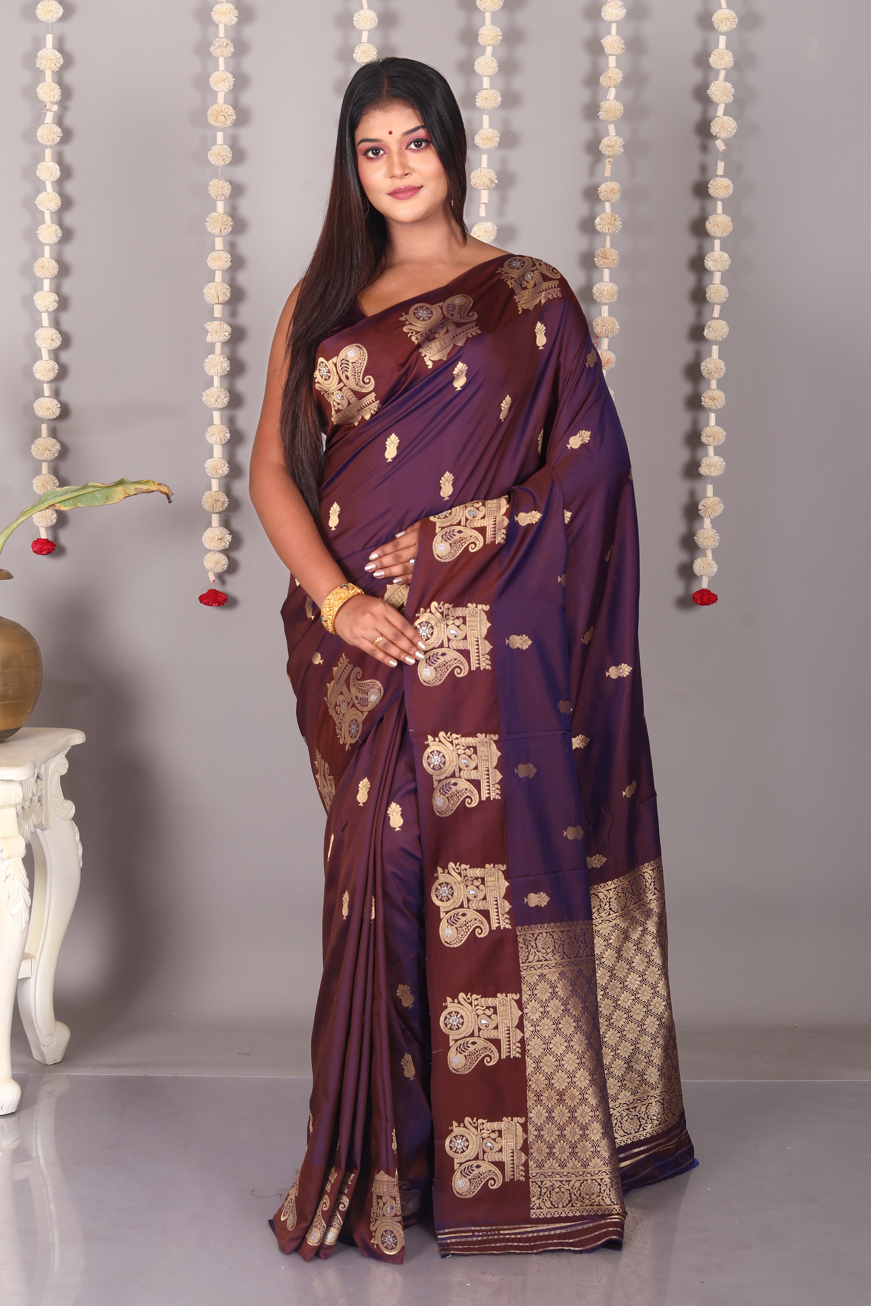 Dual Tone Purple Blended Mashru Silk Saree - Keya Seth Exclusive