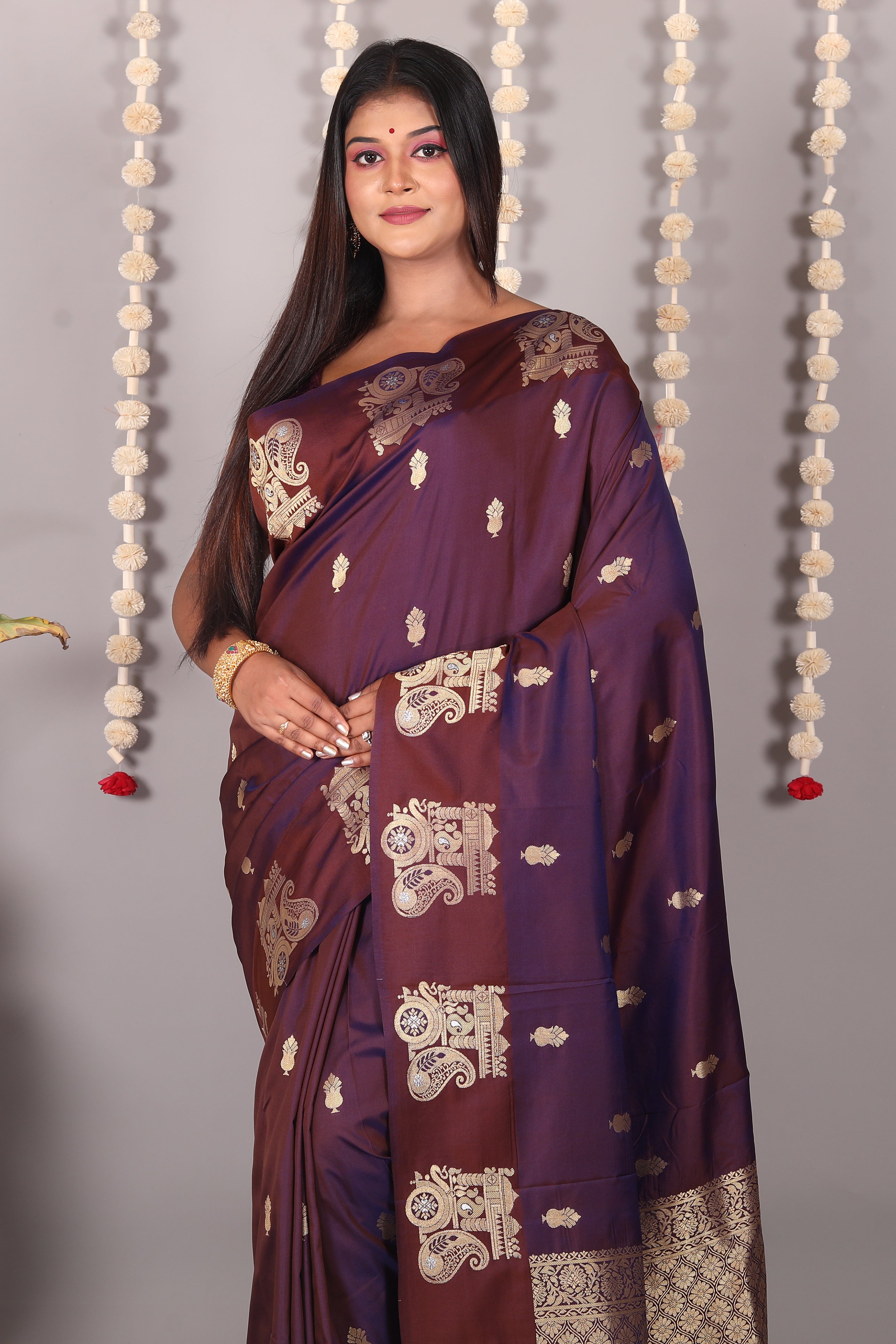 Dual Tone Purple Blended Mashru Silk Saree - Keya Seth Exclusive