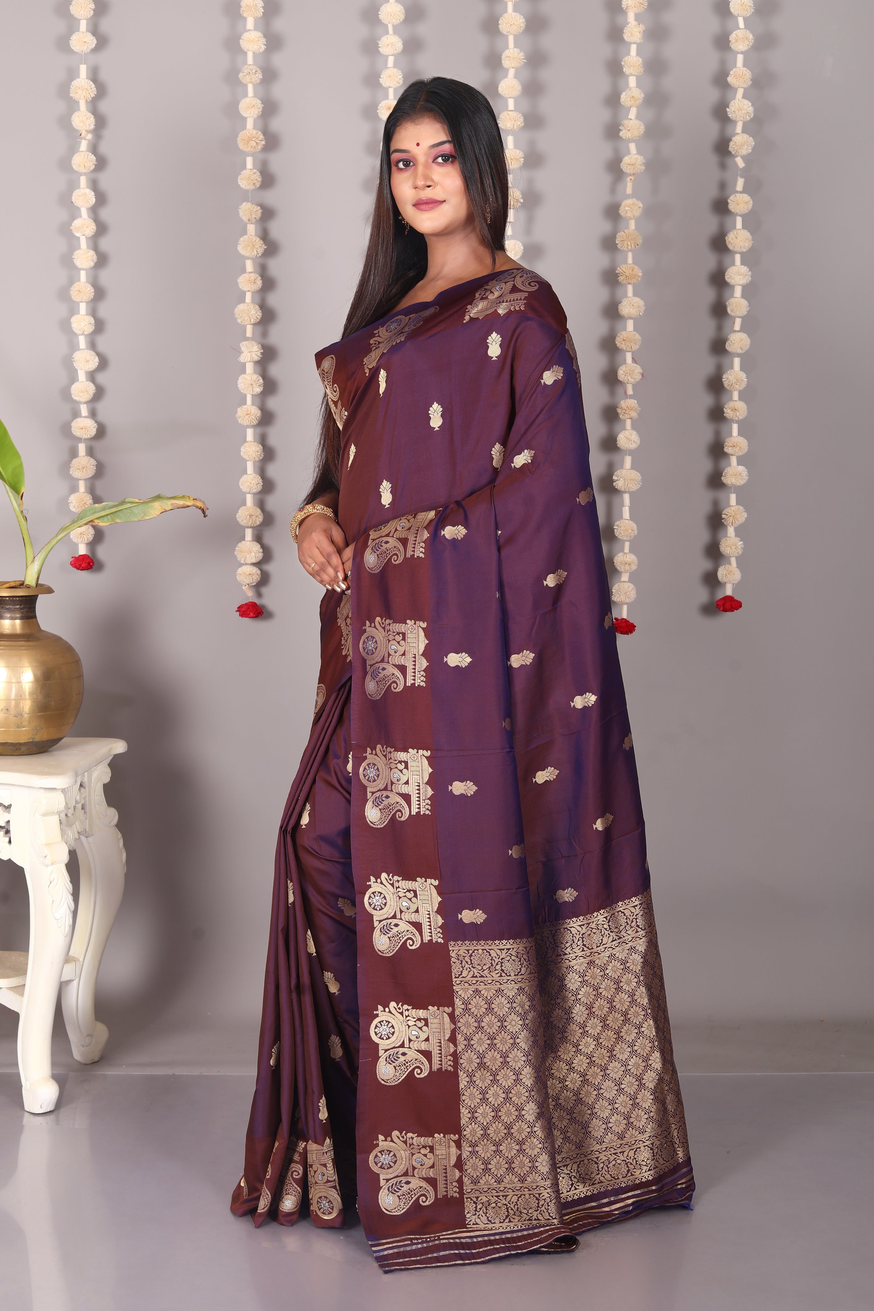 Dual Tone Purple Blended Mashru Silk Saree - Keya Seth Exclusive