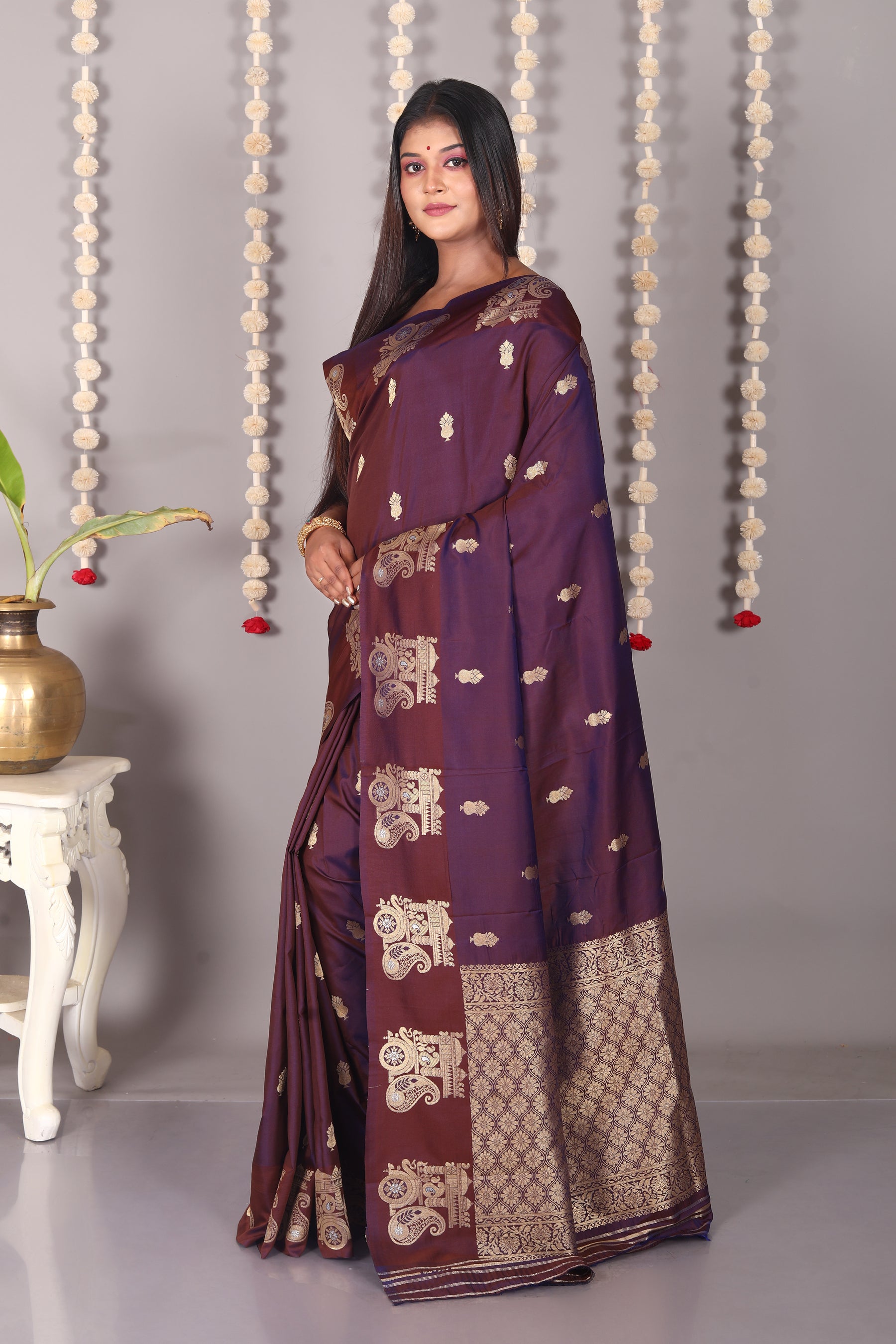 Dual Tone Purple Blended Mashru Silk Saree - Keya Seth Exclusive