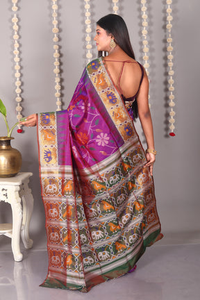 Dual Tone Purple Blended Ikkat Silk Saree - Keya Seth Exclusive