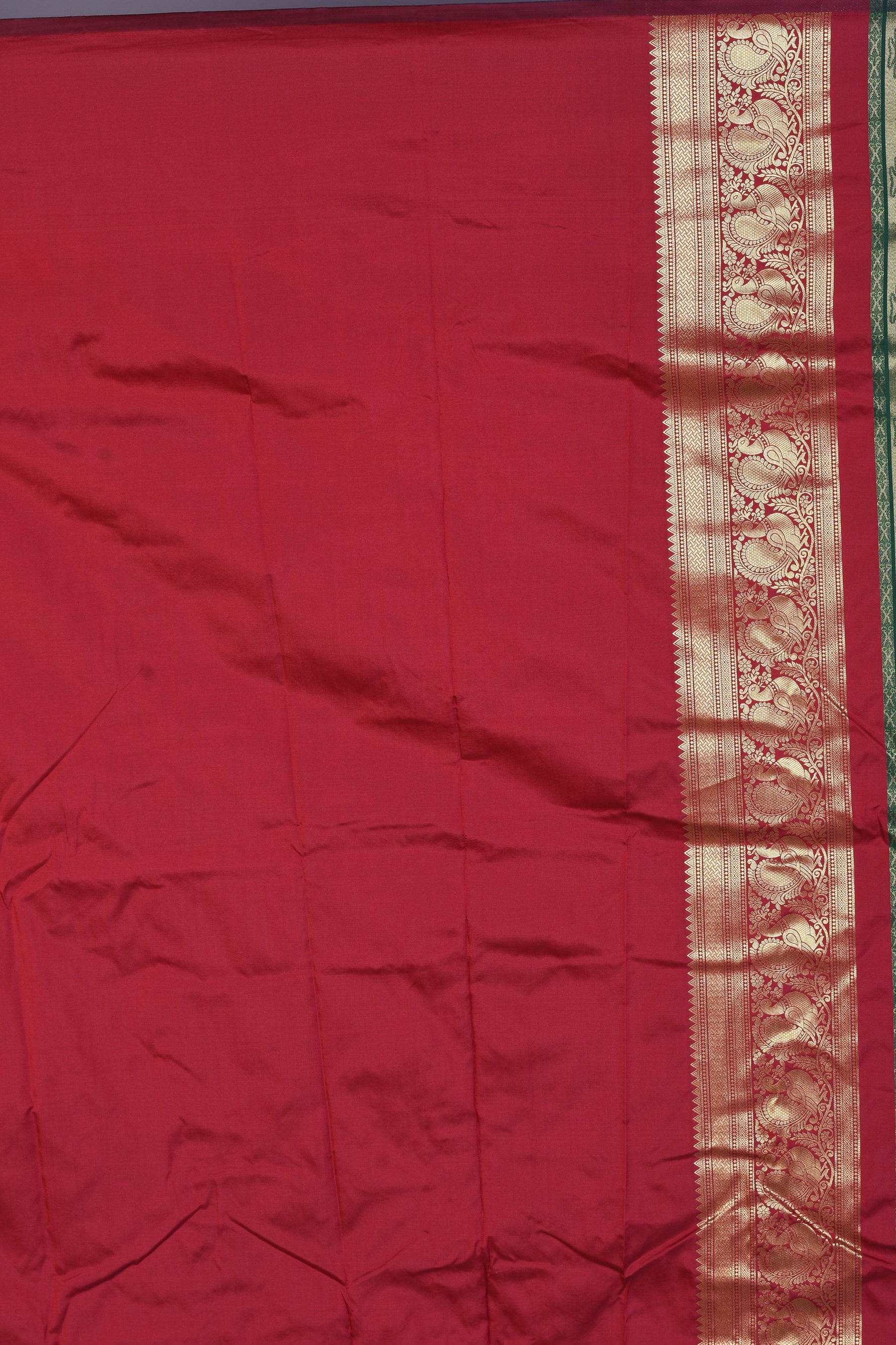 Bottle Green Dola Silk Saree with Red Borders - Keya Seth Exclusive