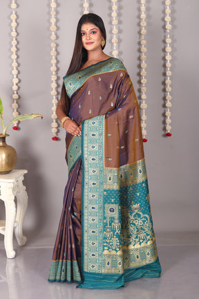 Brown Blended Katan Silk Saree - Keya Seth Exclusive