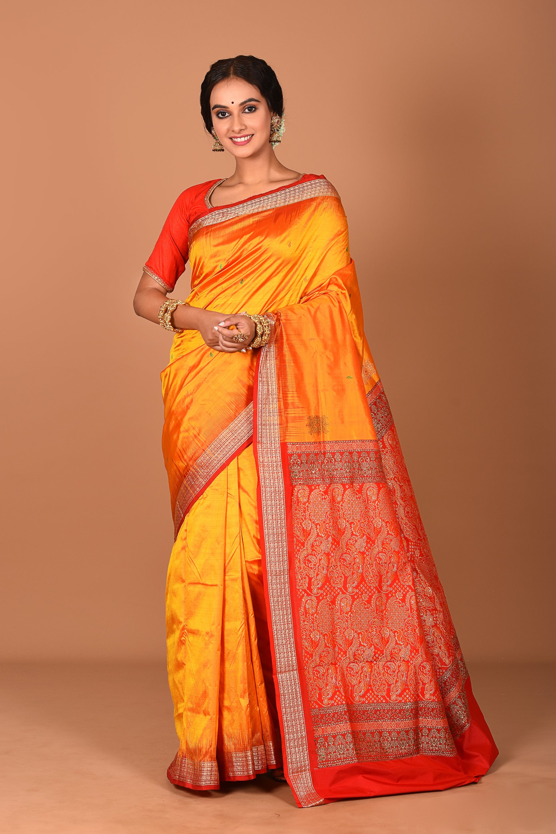 Orange Pure Bomkai Saree - Keya Seth Exclusive