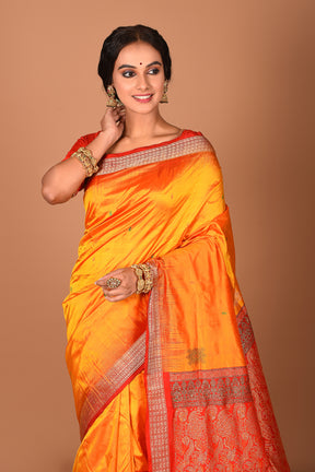 Orange Pure Bomkai Saree - Keya Seth Exclusive