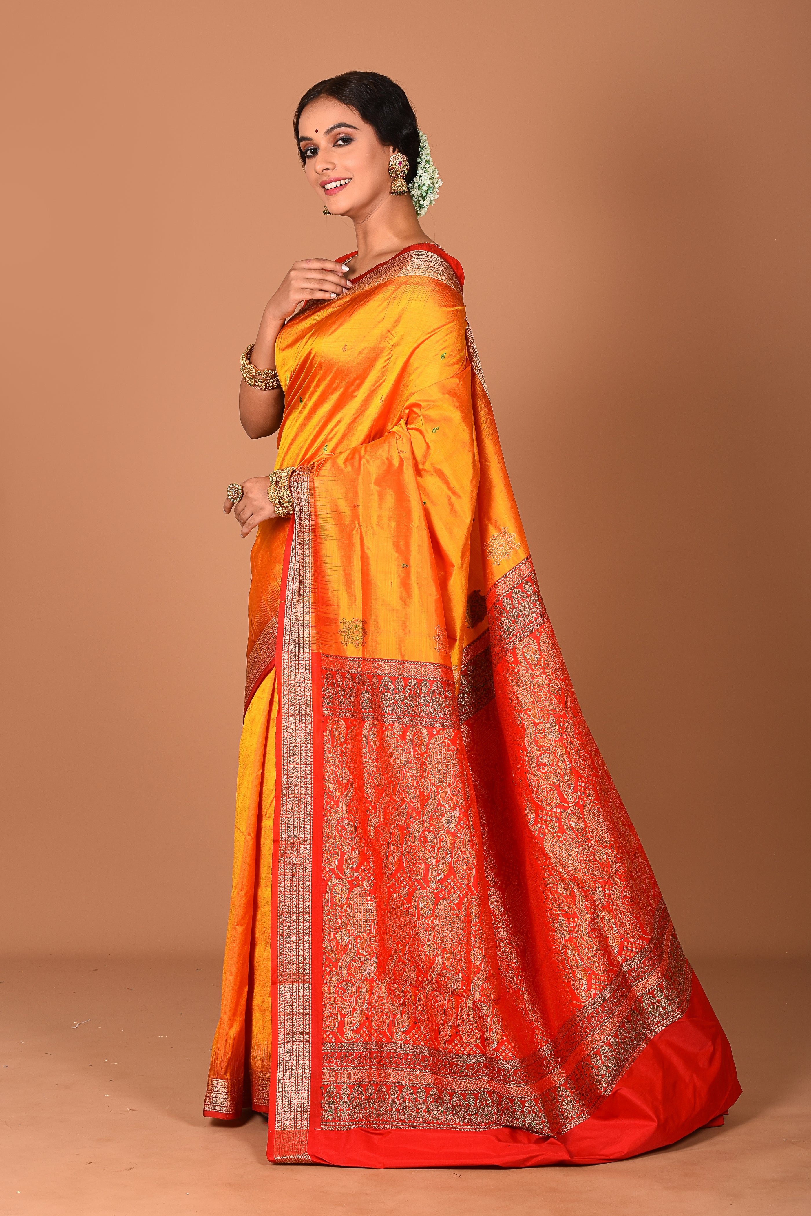 Orange Pure Bomkai Saree - Keya Seth Exclusive