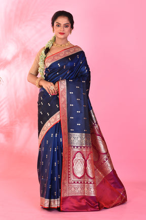 Navy Blue Mushroo Silk Saree - Keya Seth Exclusive