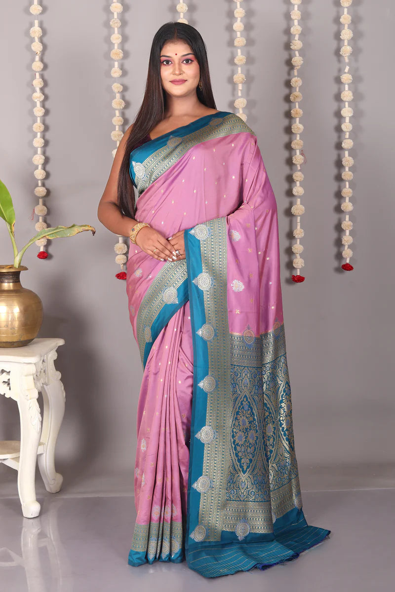 Pink Blended Katan Saree - Keya Seth Exclusive