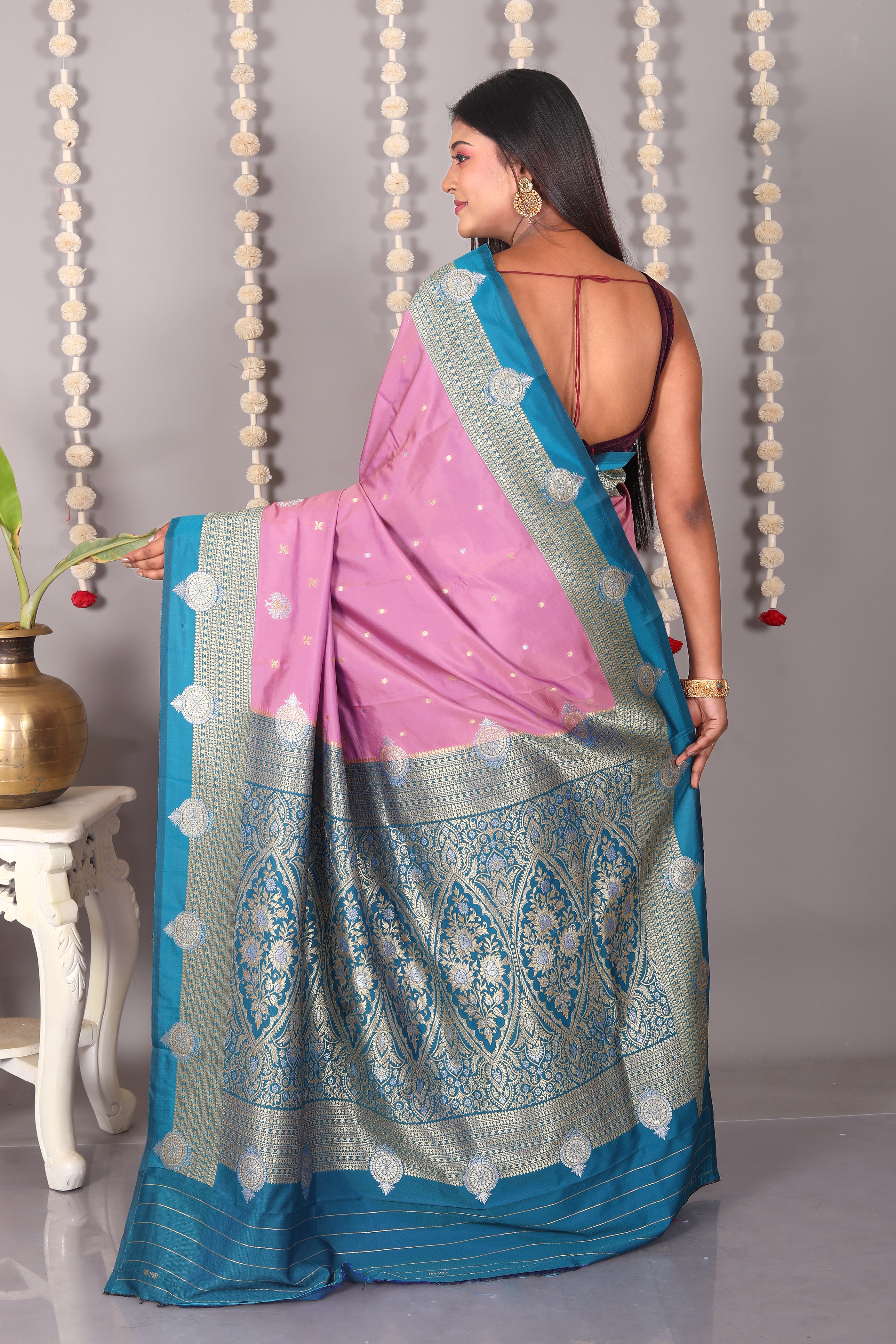Pink Blended Katan Saree - Keya Seth Exclusive