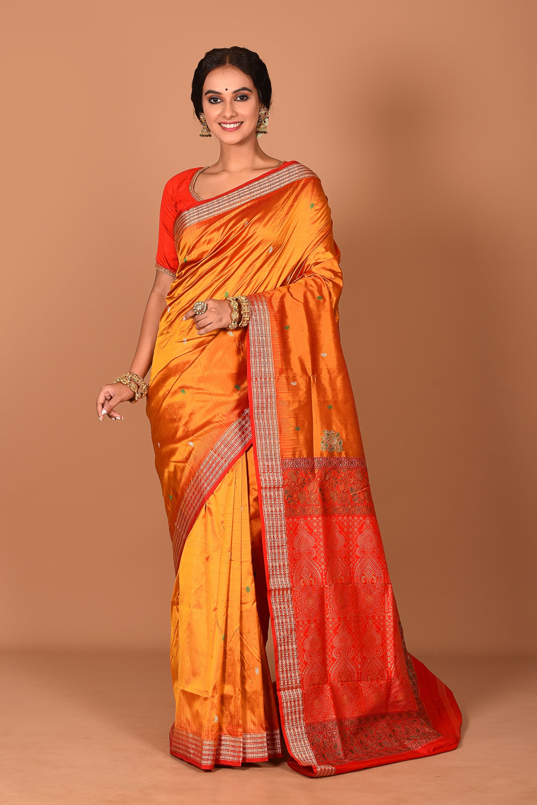 Mustard Pure Bomkai Saree - Keya Seth Exclusive