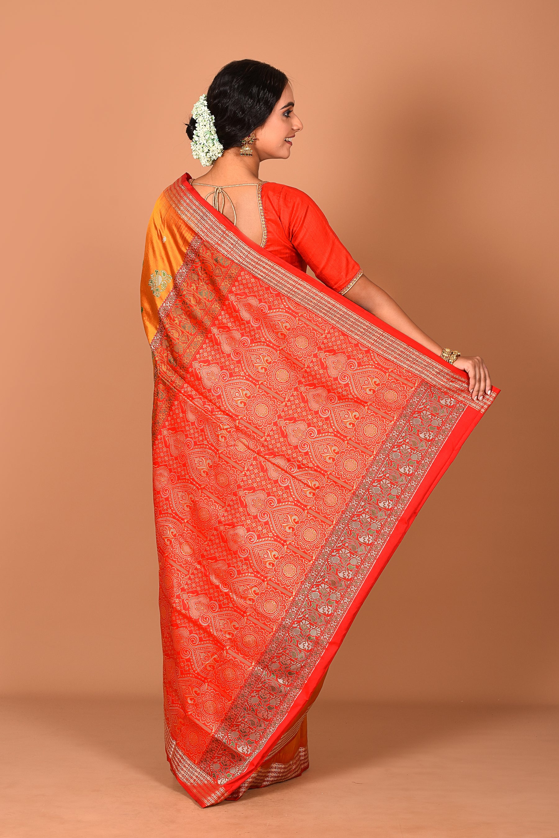 Mustard Pure Bomkai Saree - Keya Seth Exclusive