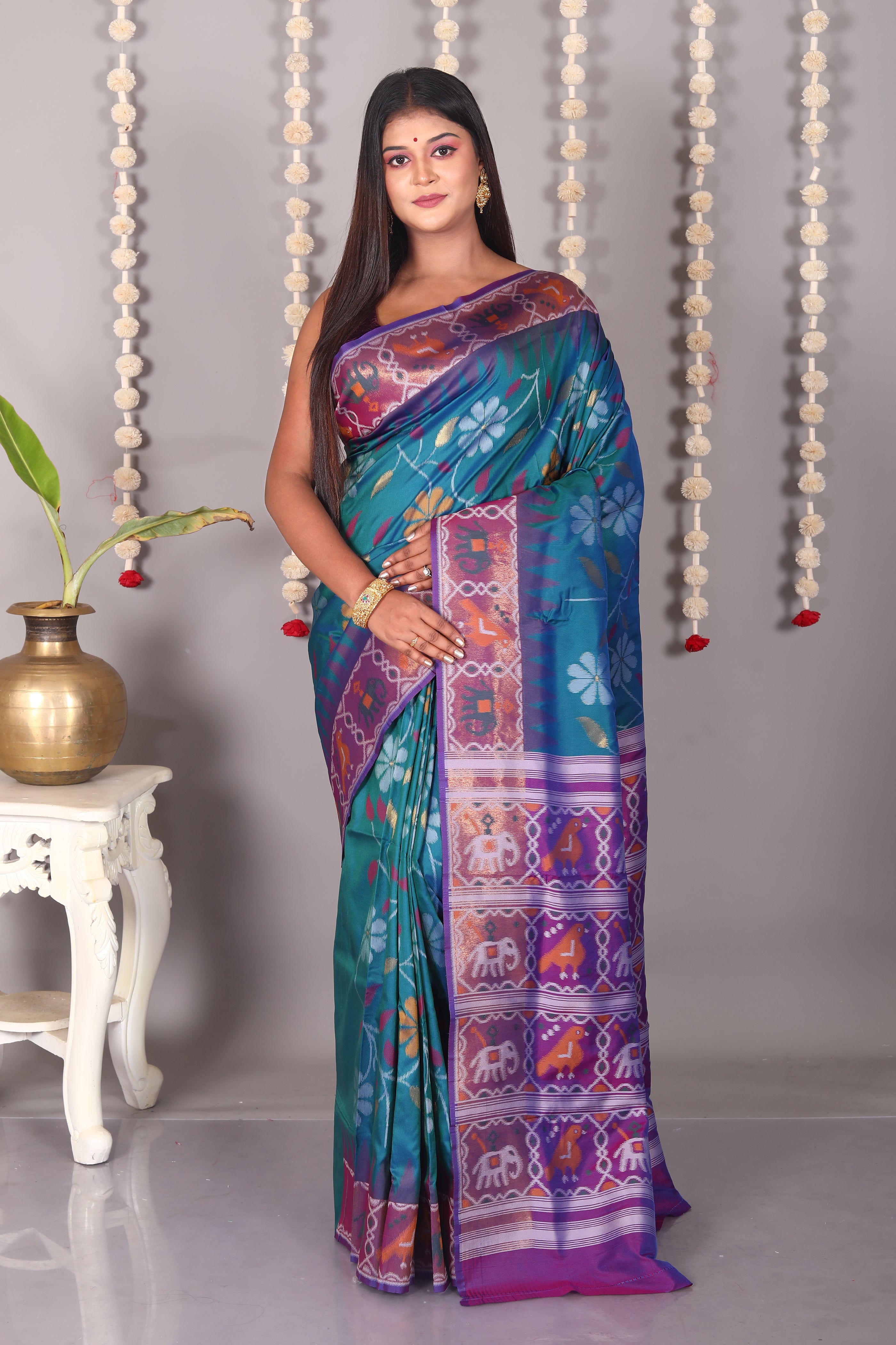 Blue Blended Ikkat Silk Saree - Keya Seth Exclusive