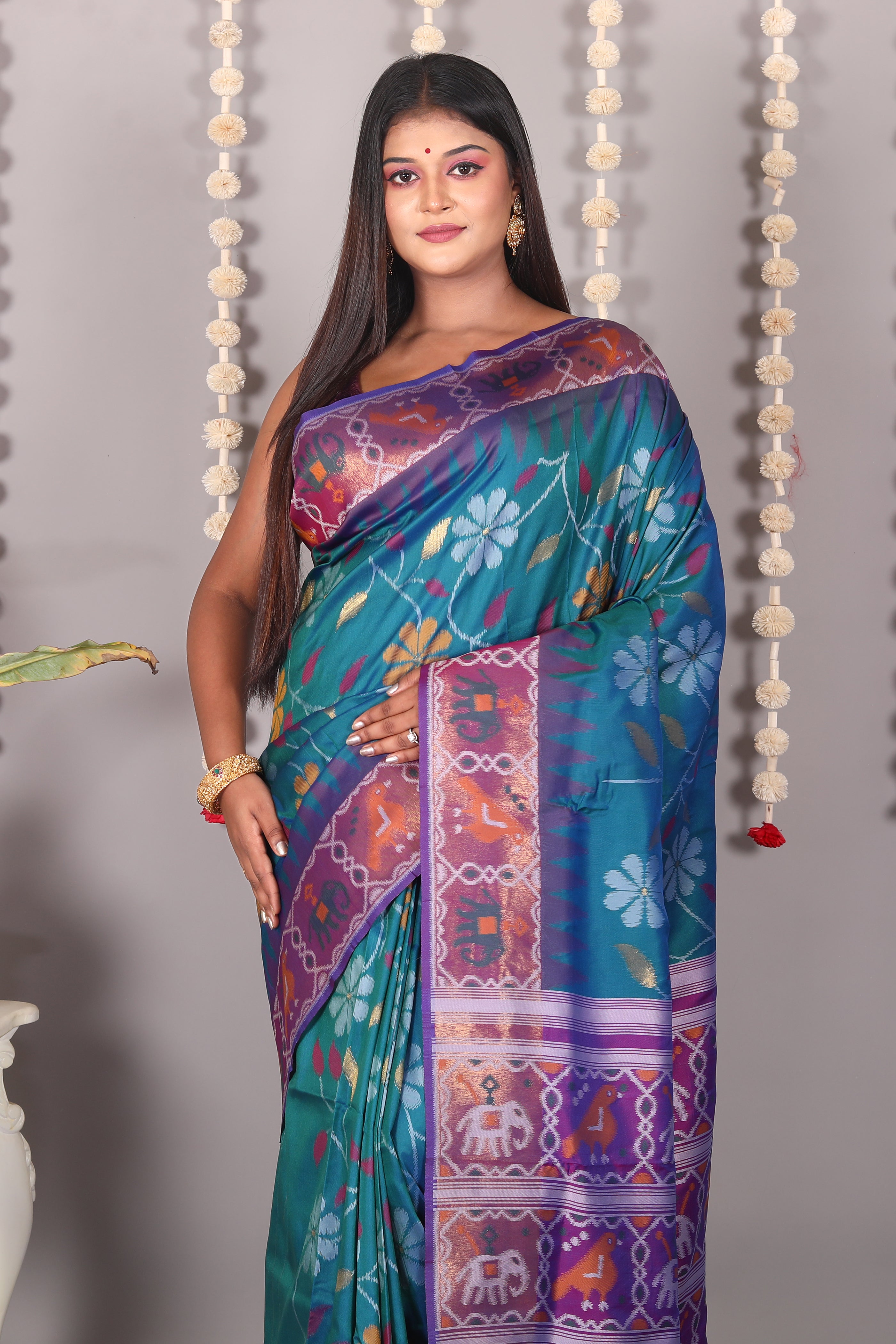 Blue Blended Ikkat Silk Saree - Keya Seth Exclusive