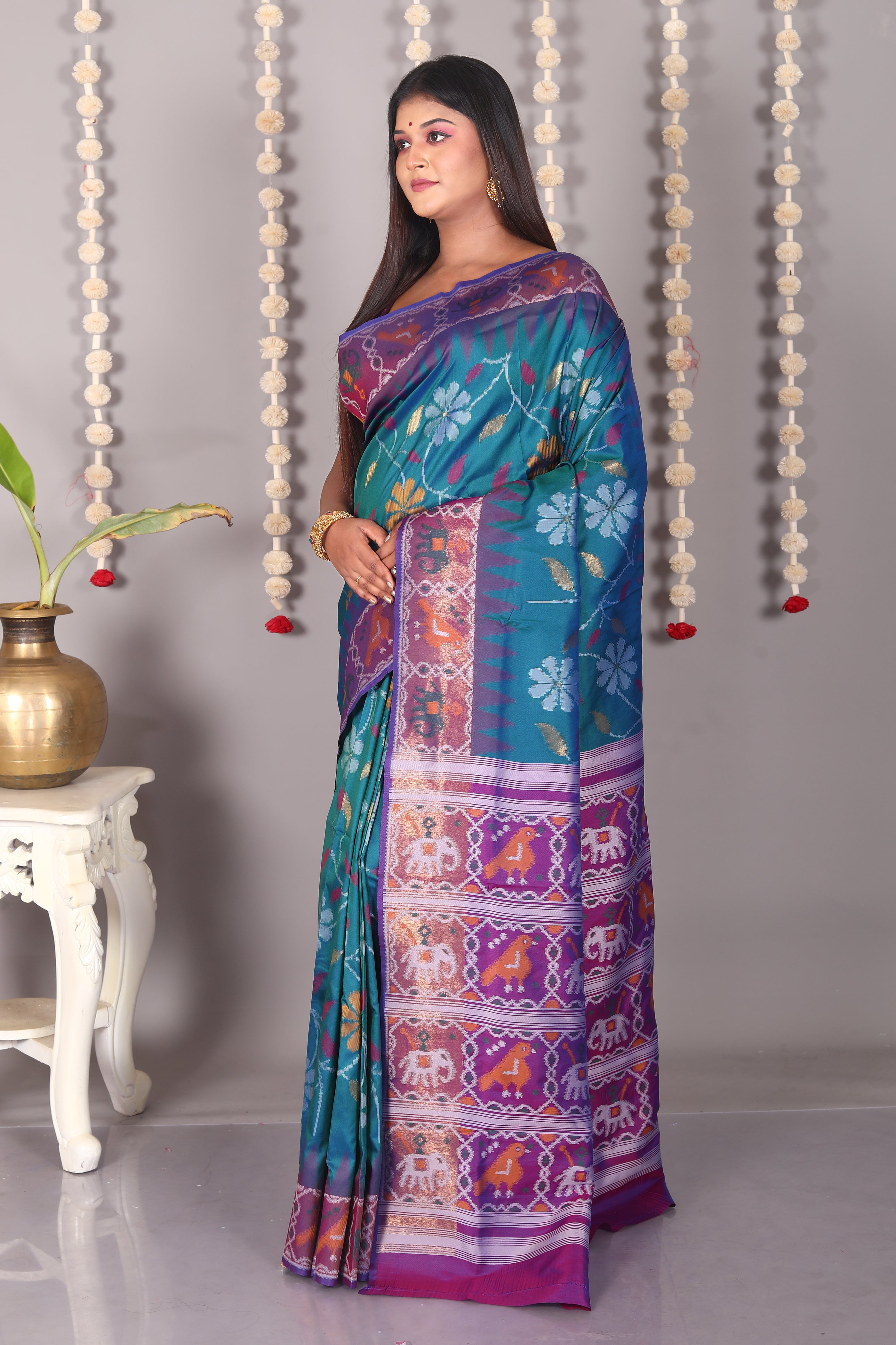 Blue Blended Ikkat Silk Saree - Keya Seth Exclusive