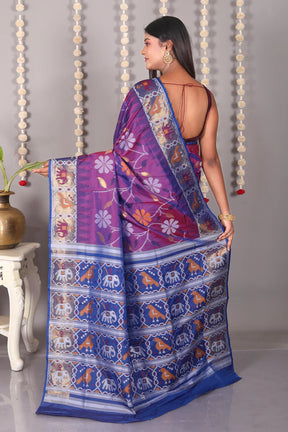 Dual Tone Pureplw Blended Ikkat Silk Saree - Keya Seth Exclusive