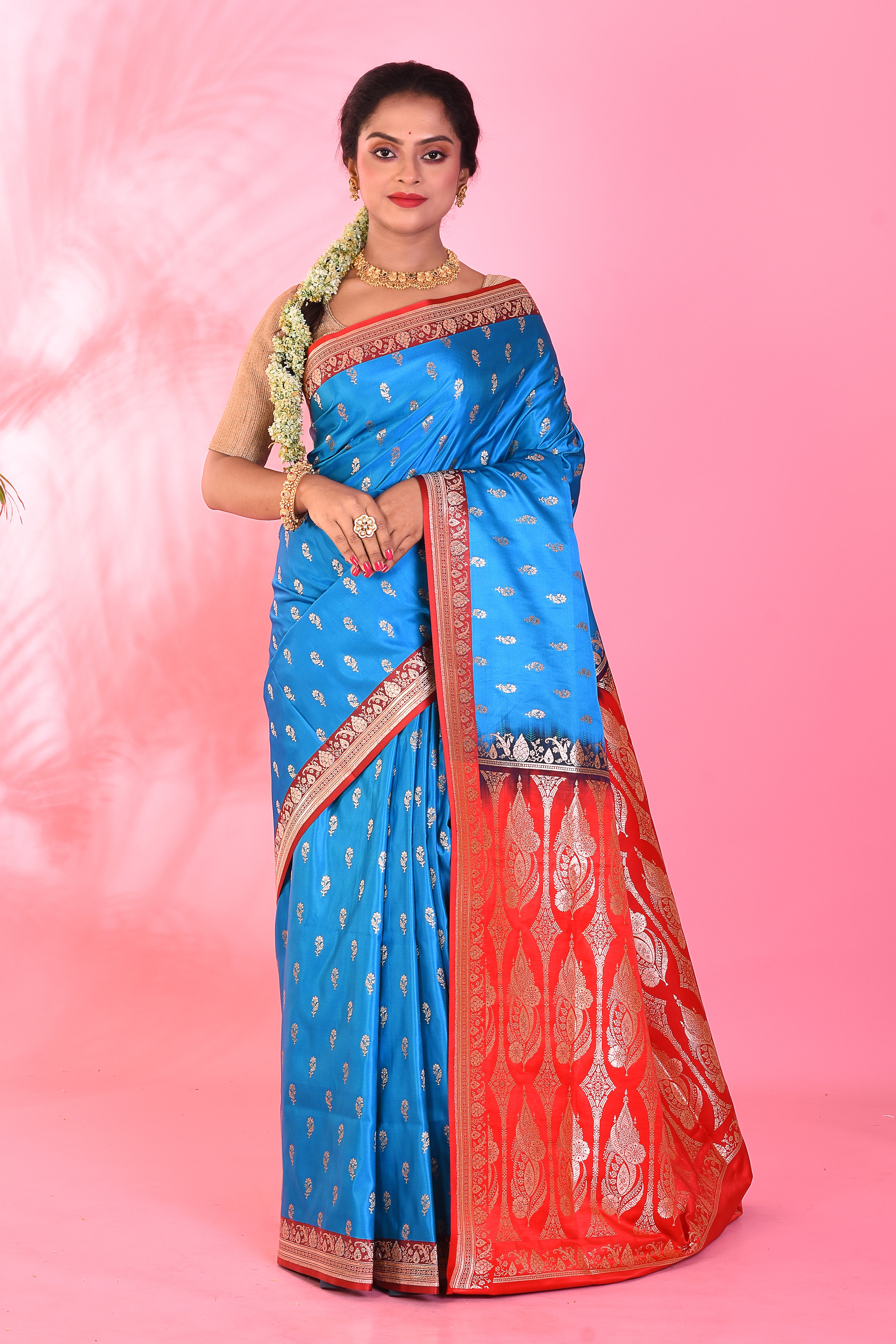 Blue Mushroo Silk Saree - Keya Seth Exclusive