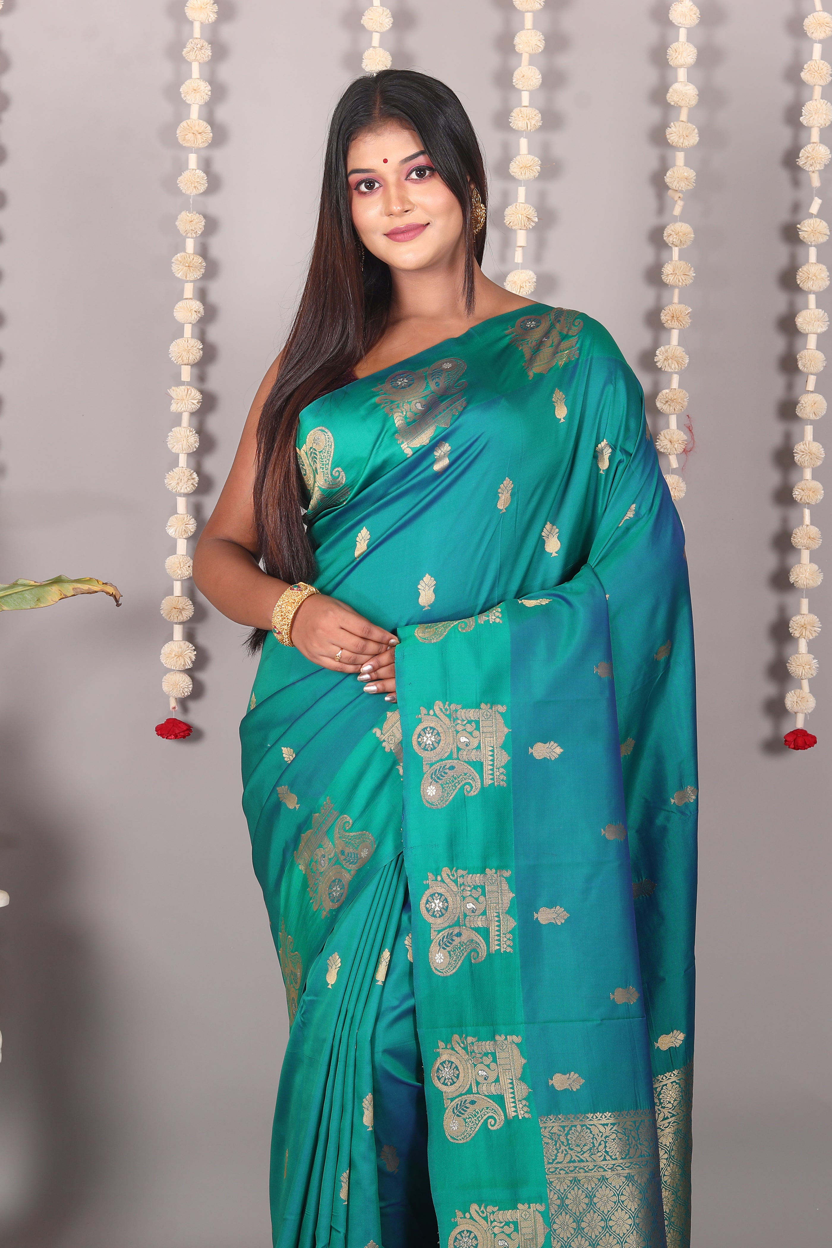 Rama Green Blended Mashru Silk Saree - Keya Seth Exclusive