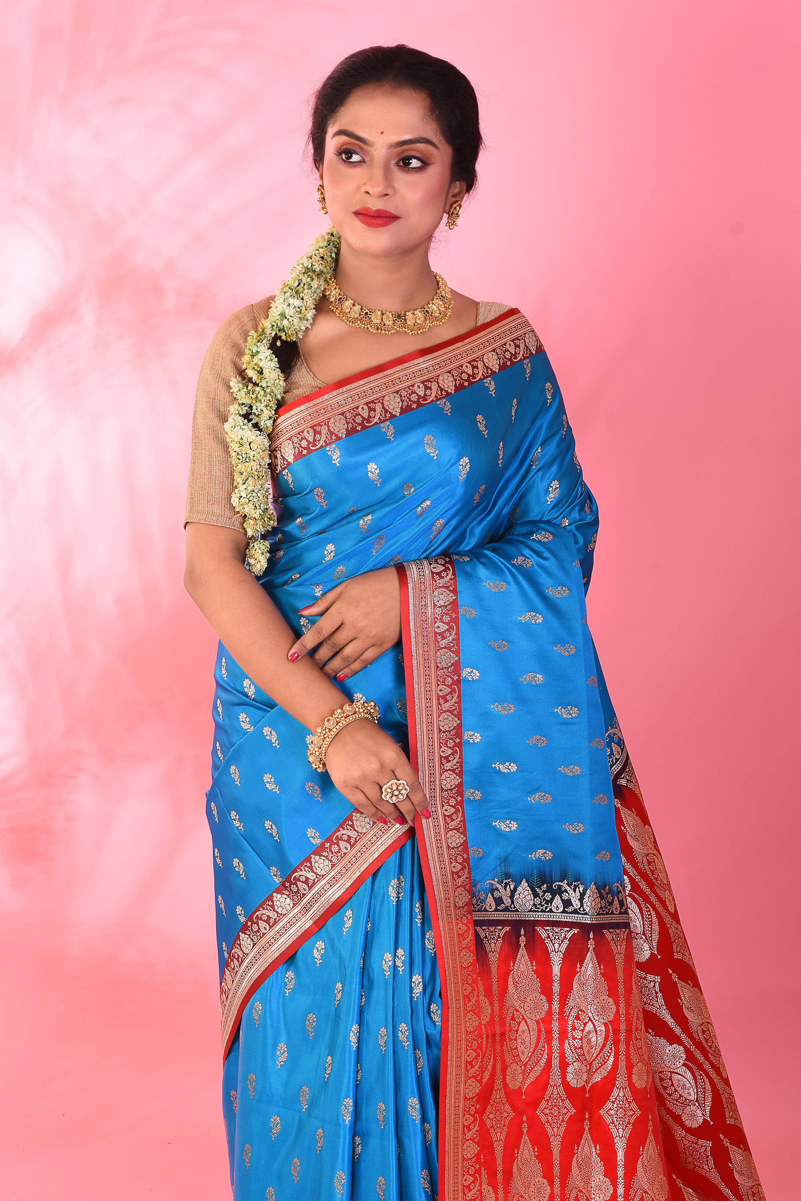Blue Mushroo Silk Saree - Keya Seth Exclusive