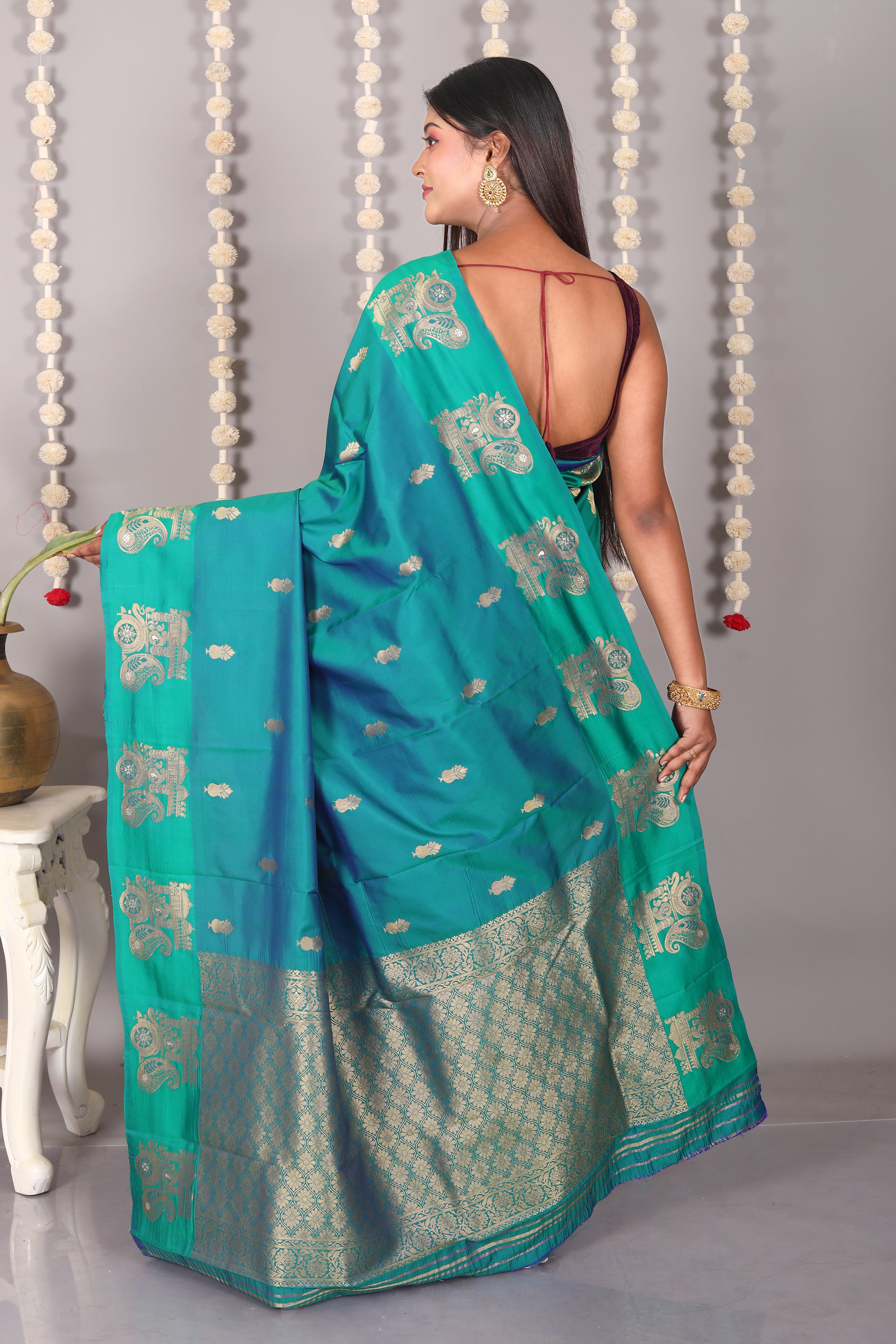 Rama Green Blended Mashru Silk Saree - Keya Seth Exclusive