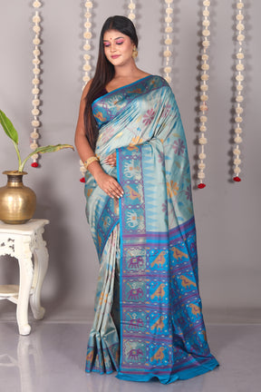 Sea Green Blended Ikkat Silk Saree - Keya Seth Exclusive