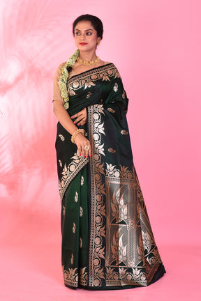 Deep Green Mushroo Silk Saree - Keya Seth Exclusive