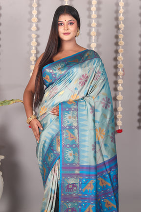 Sea Green Blended Ikkat Silk Saree - Keya Seth Exclusive
