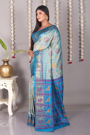 Sea Green Blended Ikkat Silk Saree - Keya Seth Exclusive